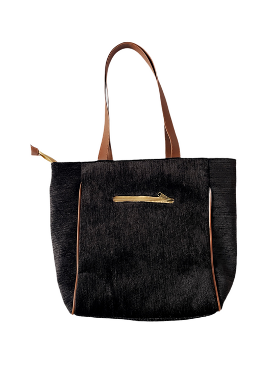 Black Chenille tote
